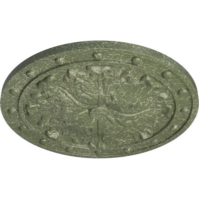Endurathane Foster Acanthus Leaf Ceiling Medallion, 20 1/2"OD x 1 1/2"P (Fits Canopies up to 2 1/4"), Hand-Painted Athenian Green Crackle Finish