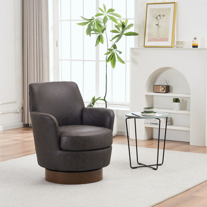 Fauteuil demi-tonneau pivotant, Polyester brun