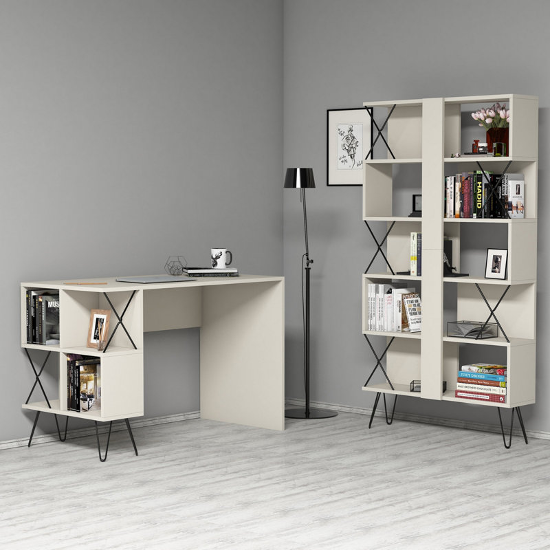 Jarrettsville 2 Piece Writing Desk Office Set, White