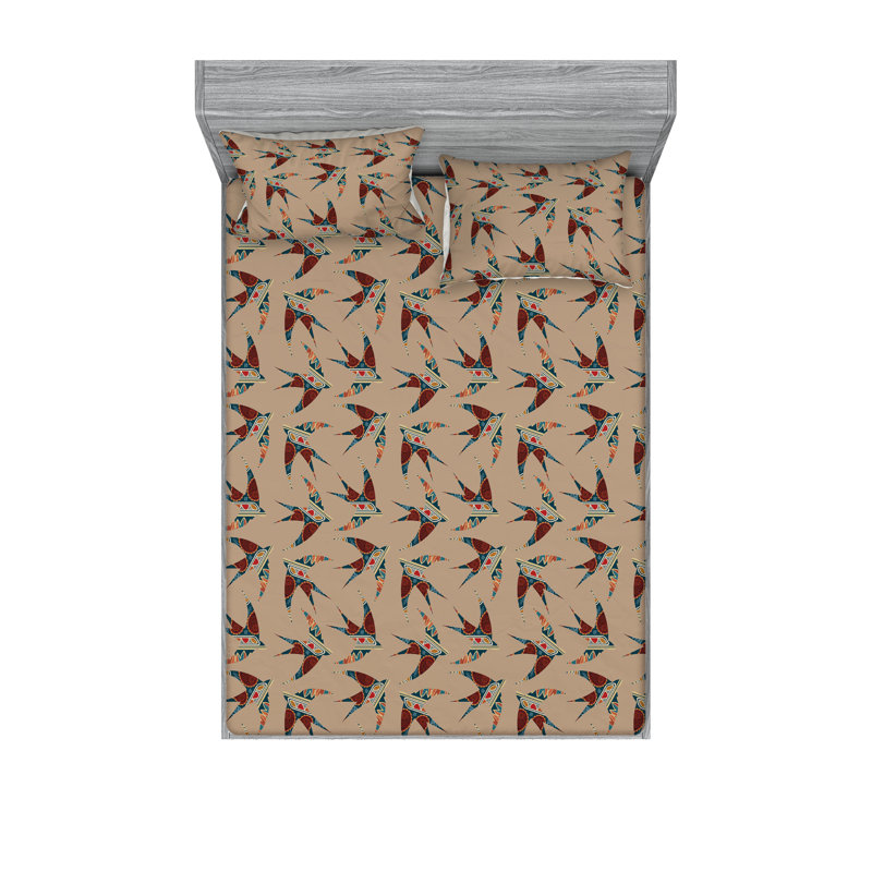 Drap-housse et taie décorative style bohème Ambesonne, Ensemble de draps pour lit double avec 2 taies d'o
