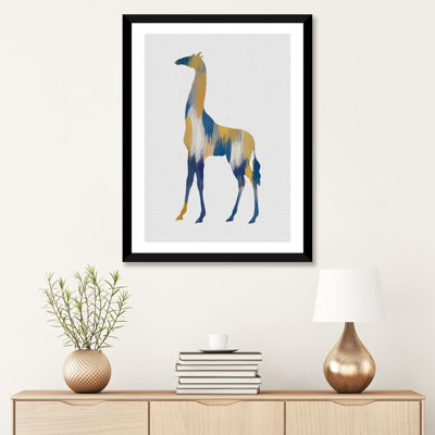 Girafe bleue et jaune - impression