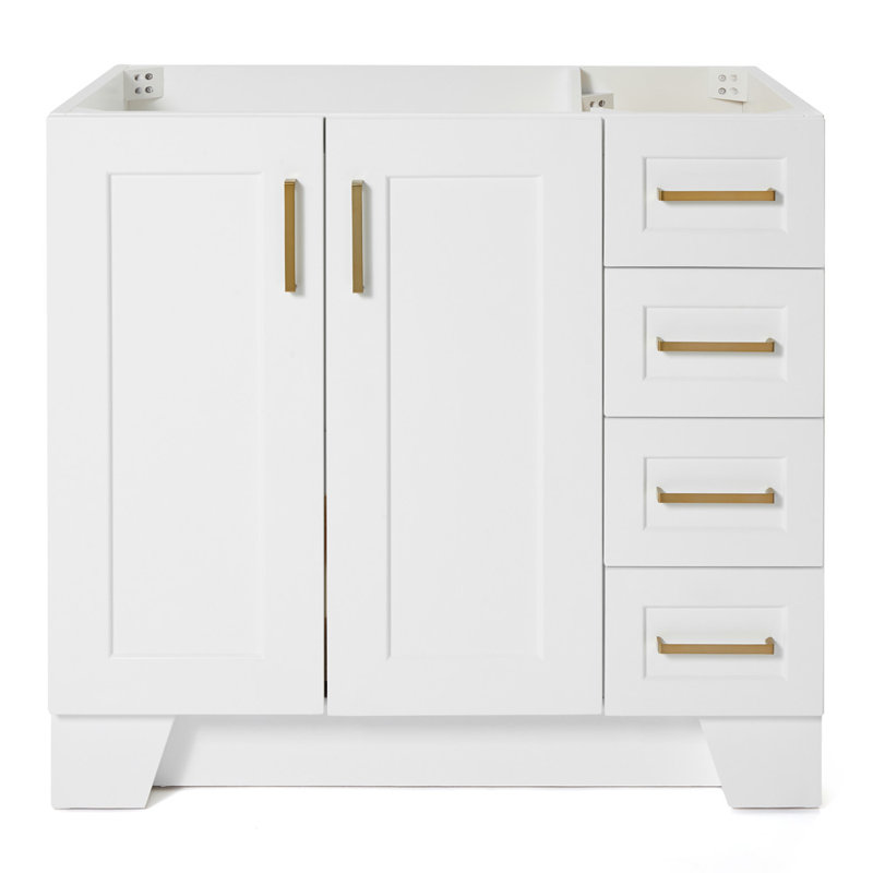 Meuble-lavabo simple en bois massif Freitas, Blanc