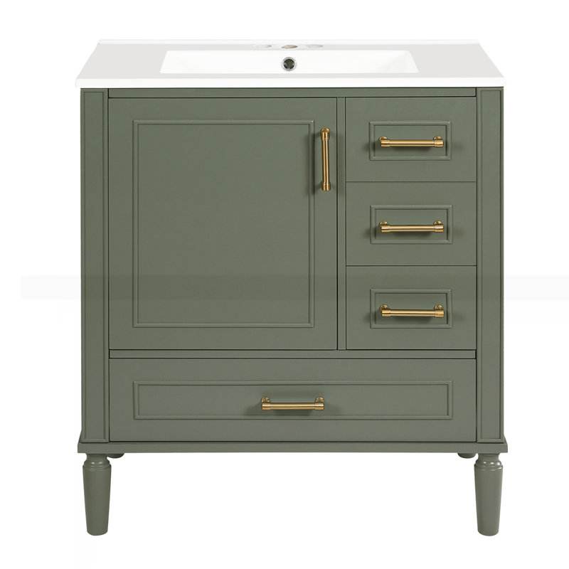 Meuble-lavabo 30 po avec lavabo en céramique, Vert