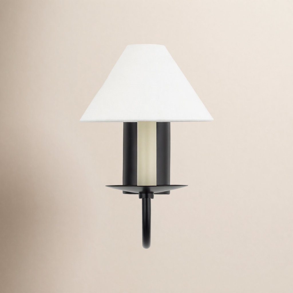 Single Light Steel Dimmable Candle Wall Light, Soft Black