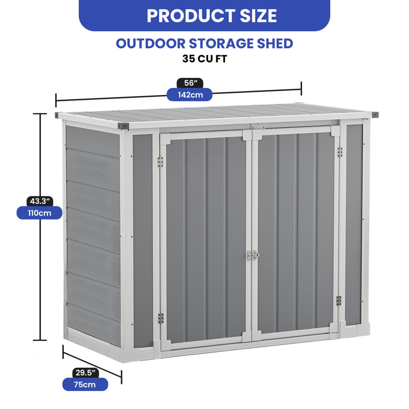 3-Door Outdoor Garden Resin Storage Shed