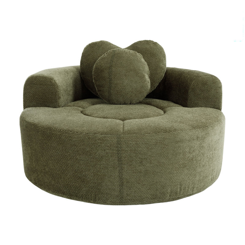 Canapé-lit convertible avec tissu gaufré, coussin en mousse à mémoire de forme, coussin en forme de cœur et coussin de dossier amovible, canapé-lit sans assemblage pour le bureau d'un salon