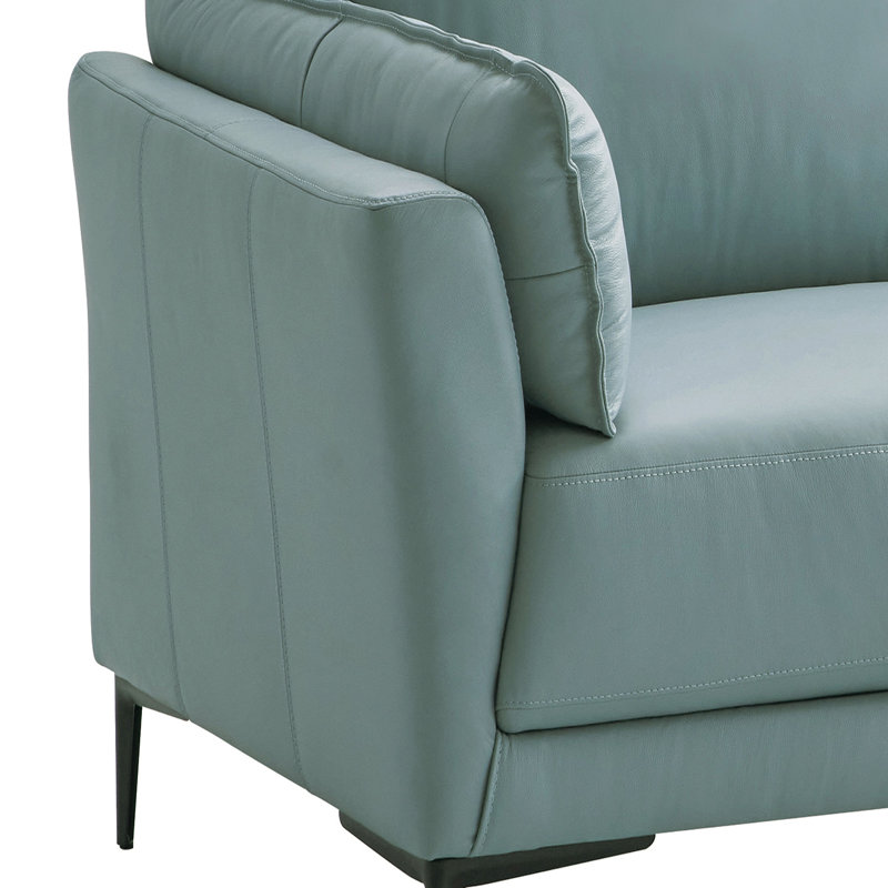 Causeuse Deca vert sauge avec pieds en métal, H 34,5 po x l 89,5 po x P 38,5 po