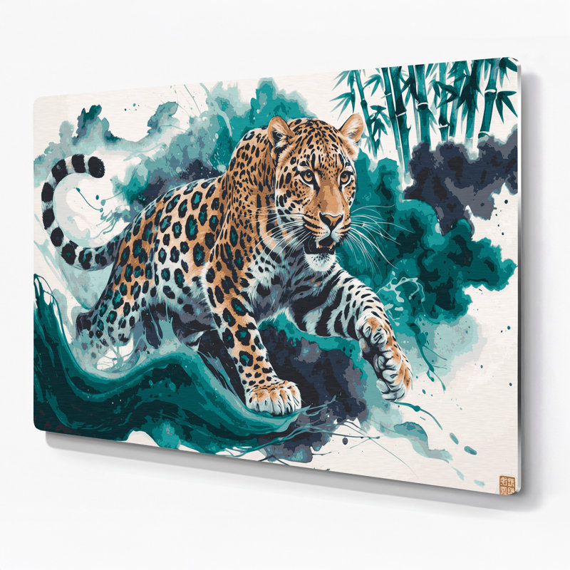 «Big Cats», art mural gris en métal Léopard, H 12 po x l 18 po