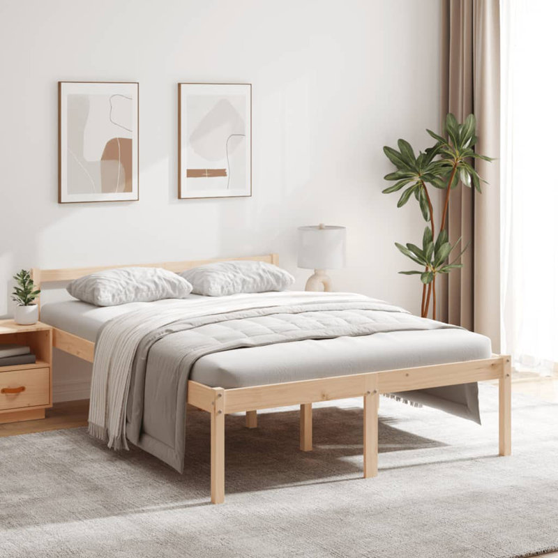 Bed Frame Solid Wood, European Single (90 x 200cm), Natural