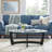 48" Oval Glass Top Coffee Table, Modern Black Frame Center Table for Living Room Office Apartment-1412084104