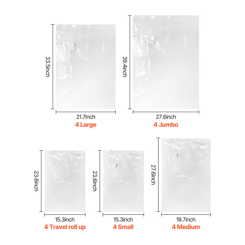 Sacs de rangement sous vide avec pompe à main, sacs à compression compacts pour édredons et couvertures, scellant