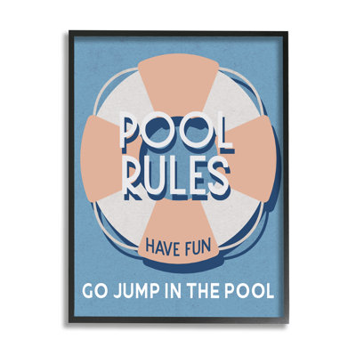 bb-403-Framed Vintage Pool Rules by Lil' Rue Single Picture Frame Print on Canvas