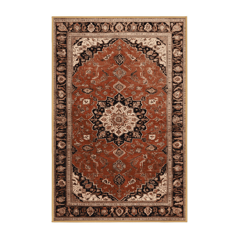 Tapis brun lavable à la machine, Rectangulaire 7 pi x 10 pi
