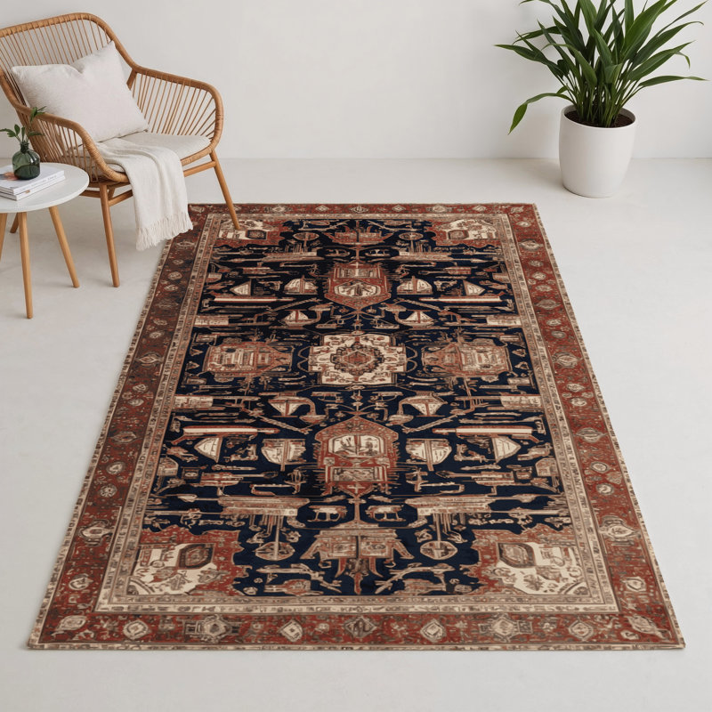 Tapis d'intérieur et d'extérieur brun Persian, Rectangle 9 pi x 12 pi