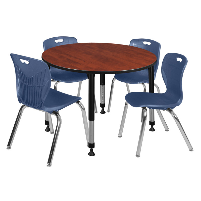 Ensemble de table de salle à manger et de chaises Kee Mobile, Gris / Chrome, H 34 po x L 48 po x l 48 po, Noir