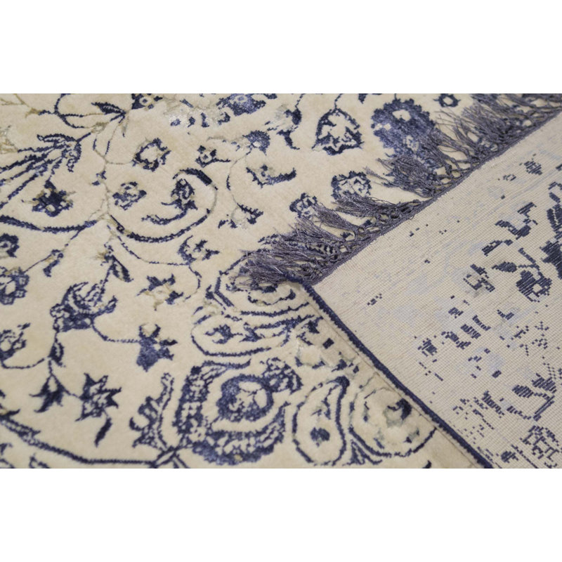 Tapis bleu de haute qualité noué à la main