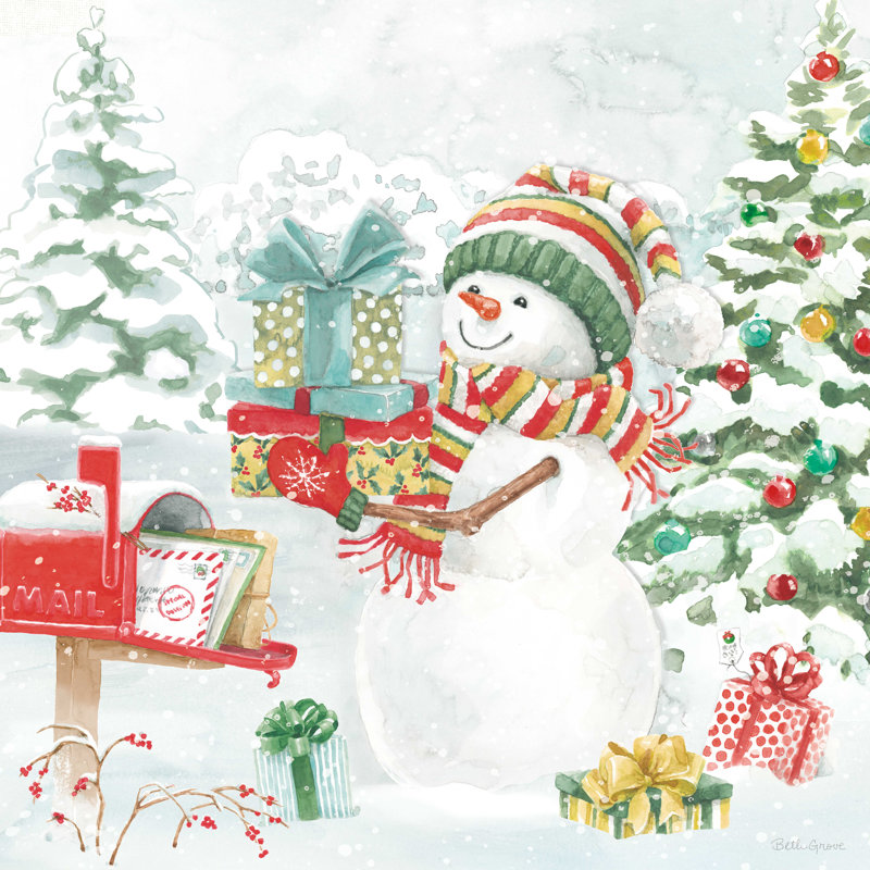 Snow Day IV - peinture sur toile tendue, H 20 po x l 20 po