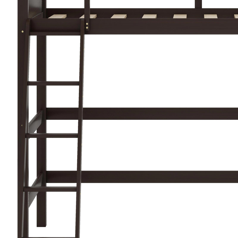 Lit mezzanine en bois avec échelle, Espresso