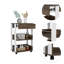 Chariot de cuisine, trois tablettes, quatre roulettes - blanc / noyer foncé