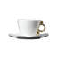 Geometrica Gold Rim Bone China Teacup and Saucer, Set of 2