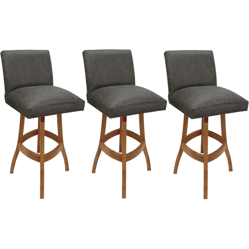 Ensemble de 3 tabourets de bar pivotants de 30 po, Gris foncé / mélange de polyester, Orange