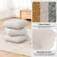 Square Linen Swivel Ottoman Footstool with Stacked Cushion Design for Living Room-582446644