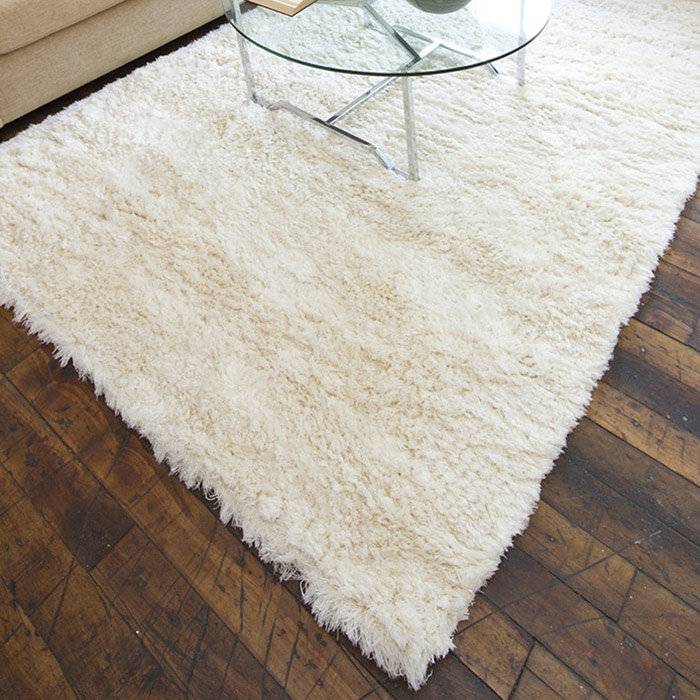 Zia Handmade Flatweave Wool/Viscose Cream Area Rug, Rectangle 5' x 8'