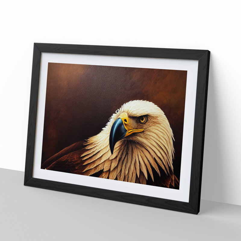 Entrancing Eagle Bird - Single Picture Frame Print, Black, 46cm H x 64cm W x 2cm D