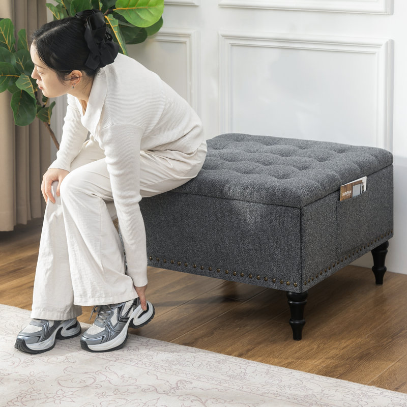 Banc de rangement avec repose-pieds 28 po, Gris