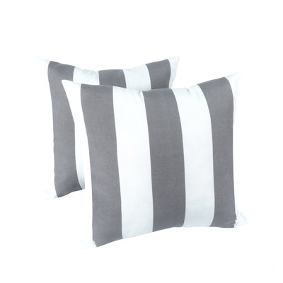 Paquet de 2 coussins décoratifs d'extérieur, coussins de patio imperméables et résistants à la décoloration pour le jardin, le porche, les meubles de bord de piscine - Housses de coussin décoratives douces et confortables (18 x 18 pouces, gris blanc)