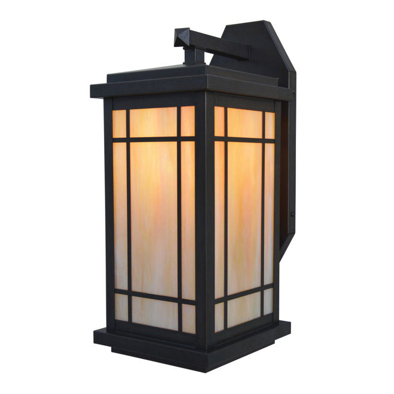 Kusiak Wall Light, 17.5" H x 8" W x 9" D, Satin Black, Amber Mica