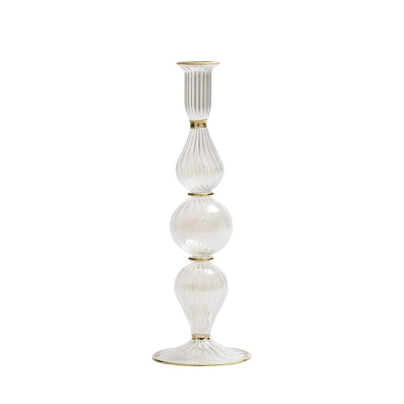 F2023 11'' H Glass Tabletop Candlestick, Clear