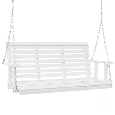 Balancelle de véranda en bois durable avec capacité de 880 lb, revêtement résistant aux intempéries et dossier inclinable confortable pour la détente en plein air