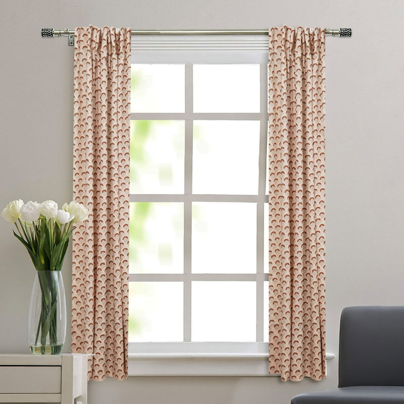  Rideau bohémien à motif floral en lin imprimé floral - Juju, L 54 po x L 72 po