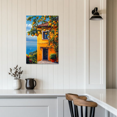 Lemon Wall Art, Lemon Pictures for Kitchen, Mediterranean Fruit Canvas Wall Art, Italian Kitchen Wall Decor, Vintage Lemon Poster Artwork for Wall 12" × 16"