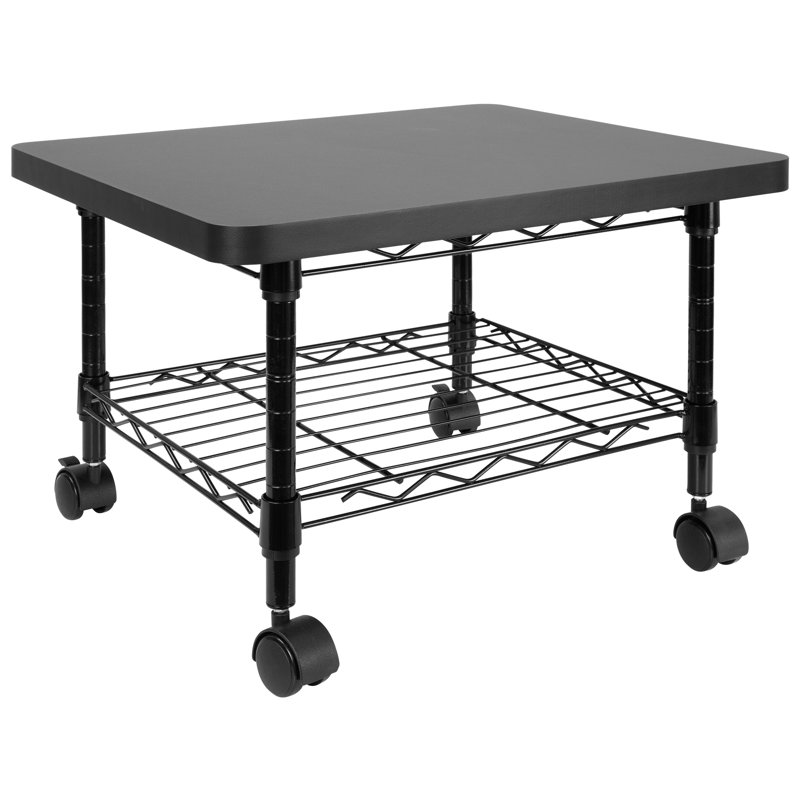 2-Tier Mobile Printer With Wheels, Storage Rack For Office And Home Use