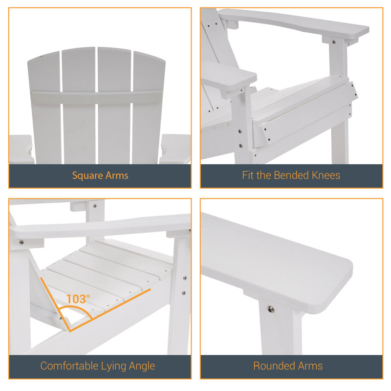 Bergenfield HIPS Plastic Adirondack Chairs Set  for Outdoor Lawn and Garden Chair, White
