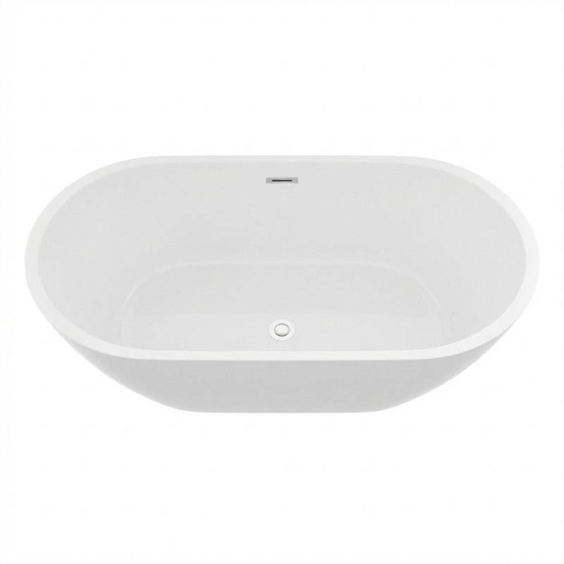 Baignoire de trempage autoportante ovale en acrylique de 67 po, conception à roulettes, drain et trop-plein chromé, profondeur de trempage profonde (13,8 po), isolation intégrée, capacité de 135 gallons