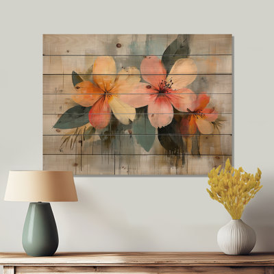 Couleurs de la couronne d'été de fleurs de rhododendron I - décoration murale en bois de rhododendron sur bois de pin naturel