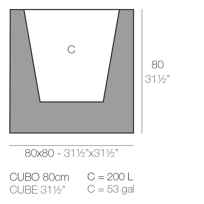 Cubo Resin Pot Planter, White, 31.5" H x 31.5" W x 31.5" D