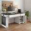 Bureau cannelé moderne de 55 po avec armoire de rangement et tiroirs (tabourets non inclus)-1998626909