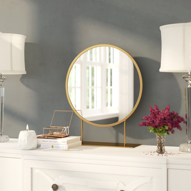 Jackie Round Glam Beveled Accent Mirror