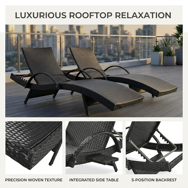Duskin Outdoor Chaise Lounge Set, Black