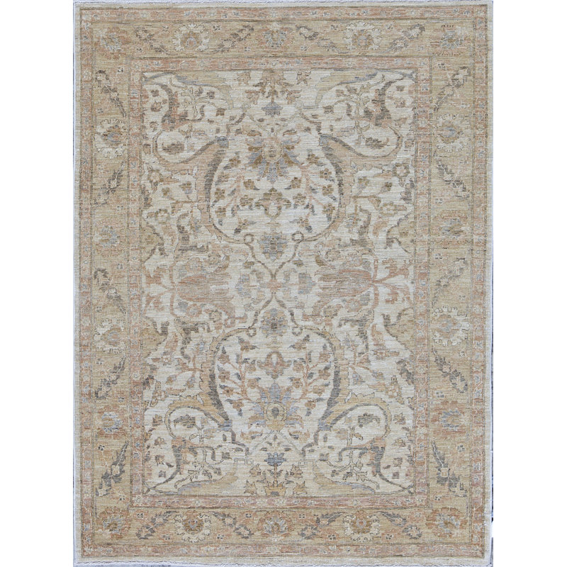 Tapis beige noué à la main de haute qualité