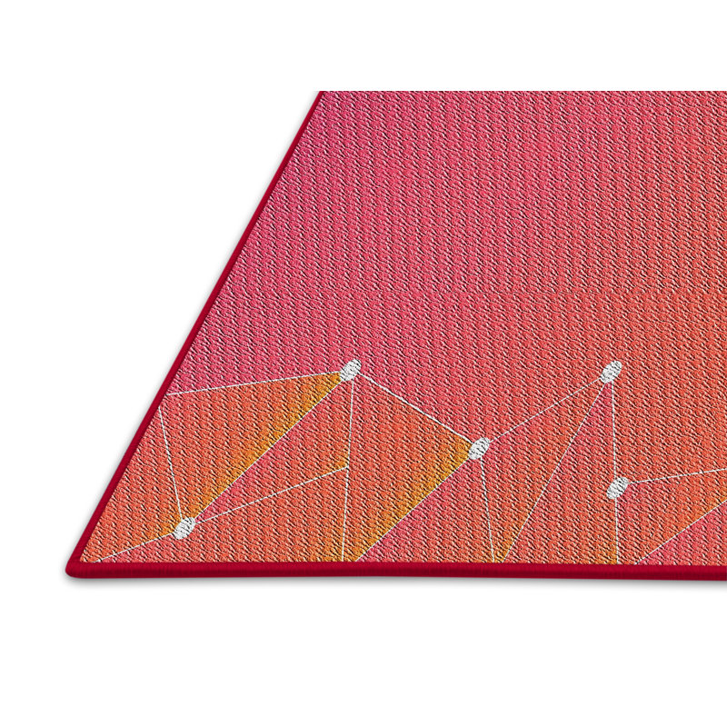 Tapis rose/motif jaune à motif, Rectangle 5 pi x 7 pi