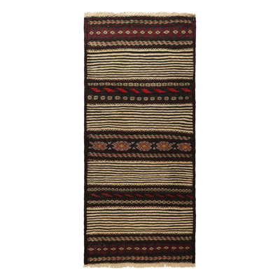 One-of-a-Kind 2'1" X 4'9" 1950s Wool Area Rug
