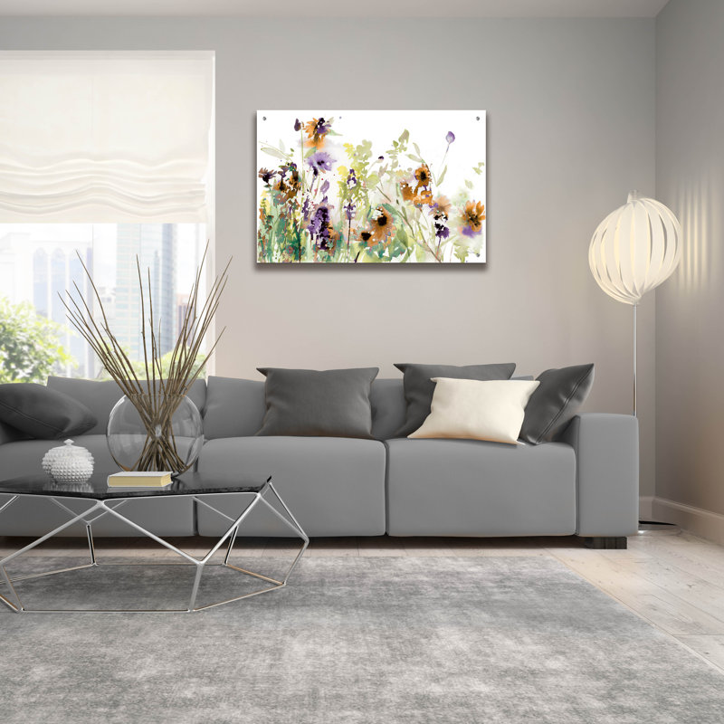 «Autumn Meadow Flowers» par Katrina Pete, art mural en verre acrylique, H 24 po x l 36 po x P 0,2 po
