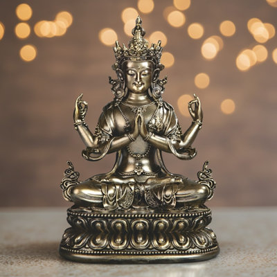 8"H Guanyin with 4 Arms Figurine
