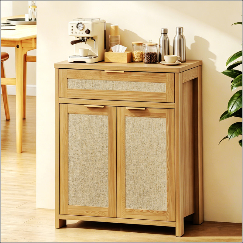Buffet en rotin, rangement de ferme avec tablette réglable, armoire de cuisine Boho pour la salle à manger et le salon