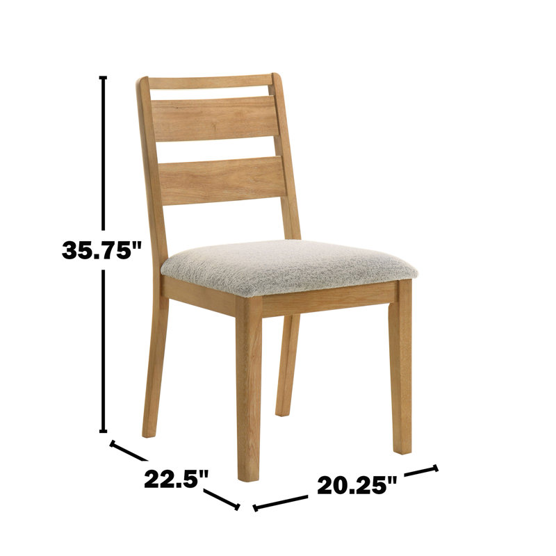 Ensemble de 2 chaises de salle à manger à dossier échelle, chêne délavé